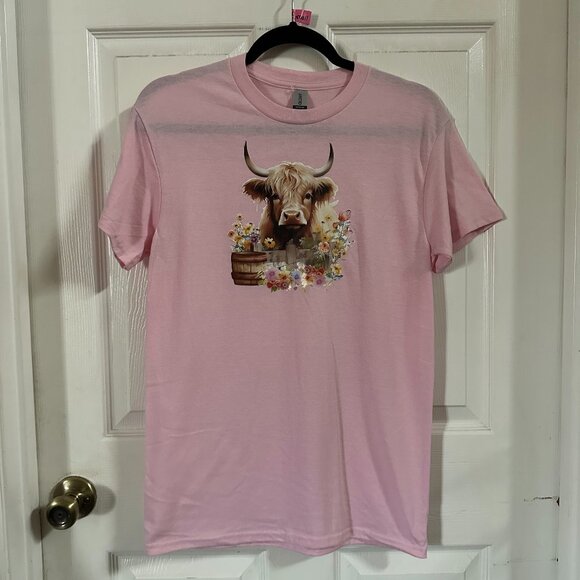 NEW Handcrafted Highland Cow Shirt Size Small - Picture 1 of 4